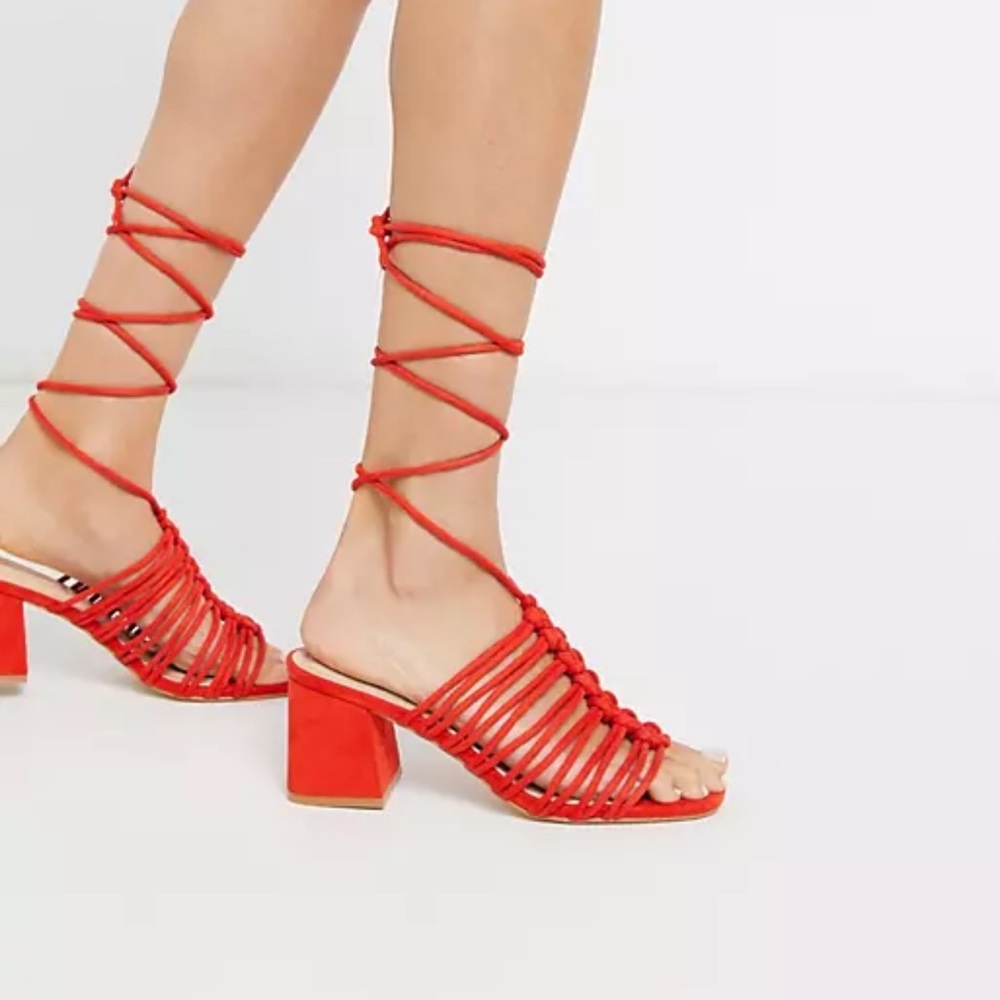 Public Desire Bali ankle tie block heel sandals